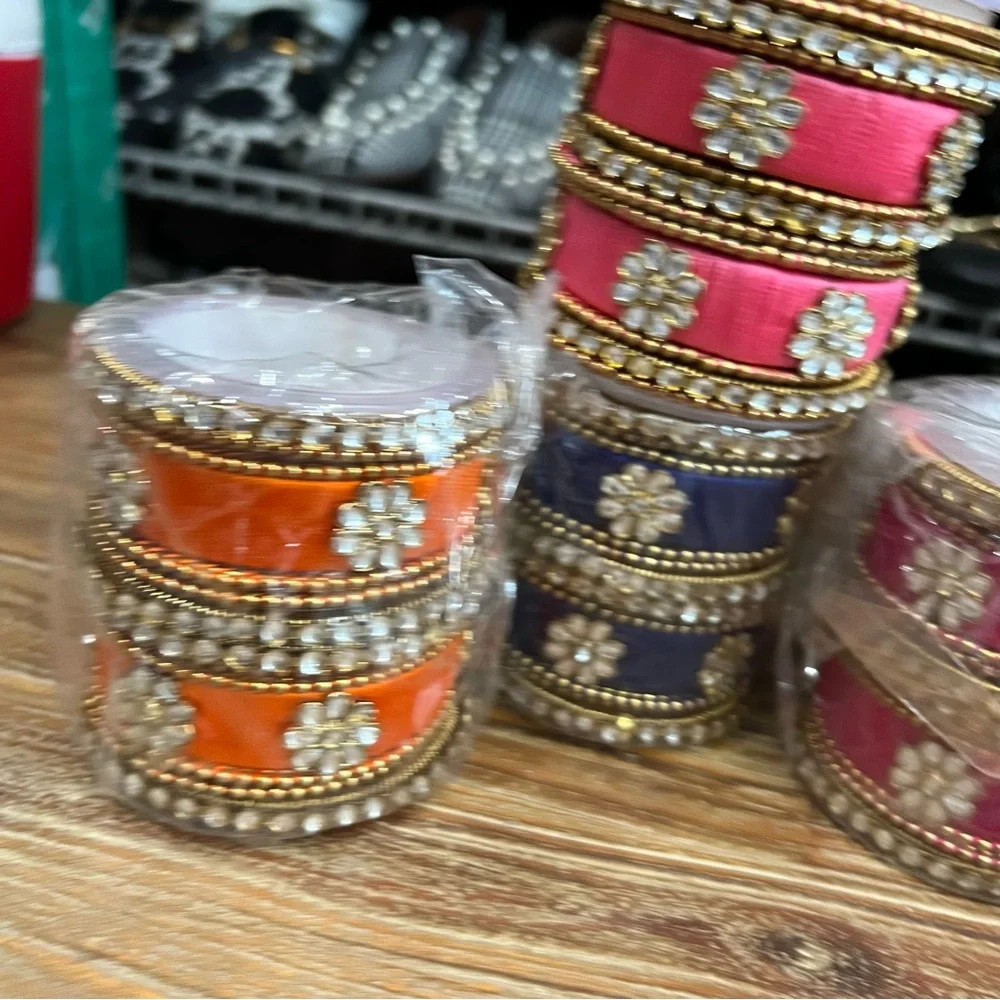 Thread and Rhinestone Bangles - Picture 3 of 6
